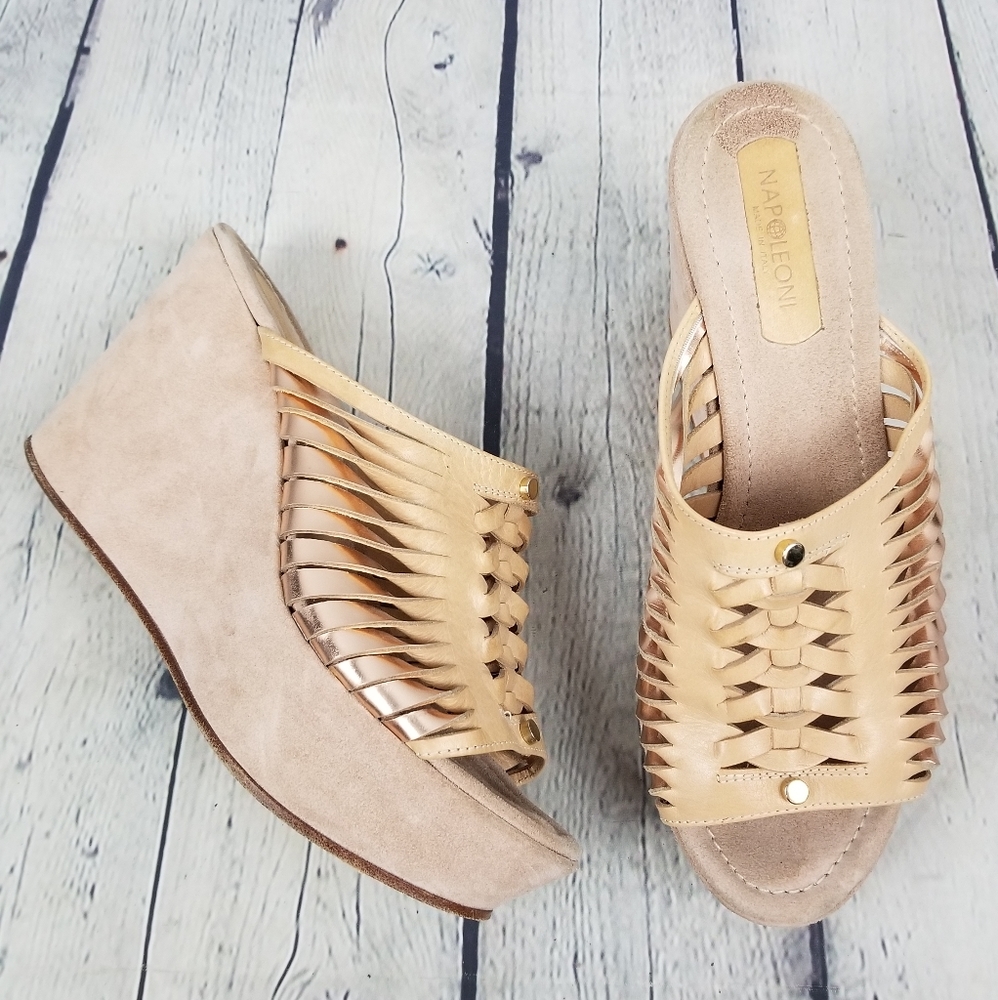 NAPOLEONI | wedge platform slip-on peep toe sandals
